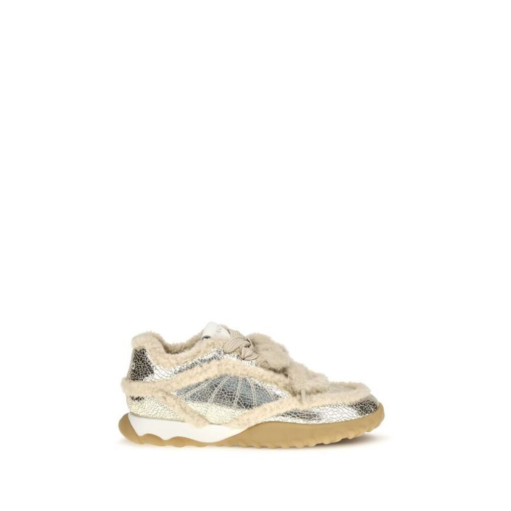 PINKO Silver Calf Leather Bos Taurus Chunky Women's Sneakers